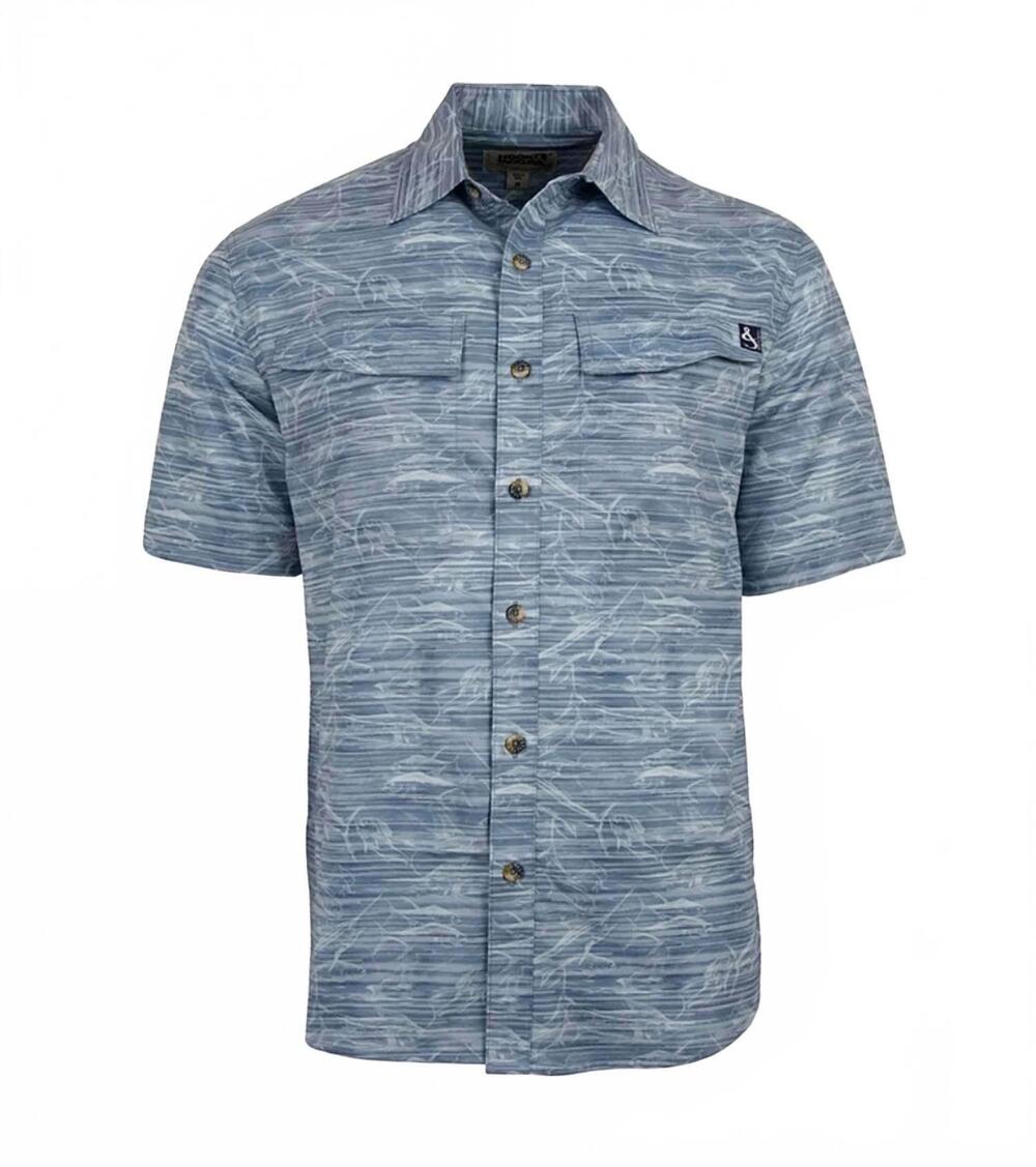 NEW HOOK & TACKLE men's offshore fishing vented shirt in gray